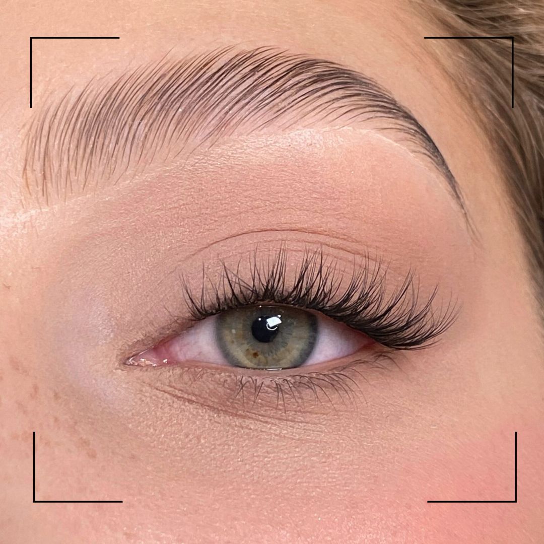 Close-up of a person's eye with false eyelashes