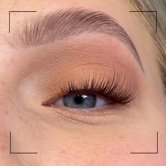 Close-up of a person's eye with false eyelashes