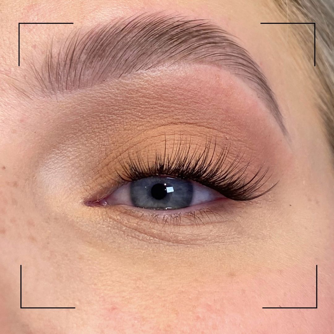 Close-up of an eye with false eyelashes