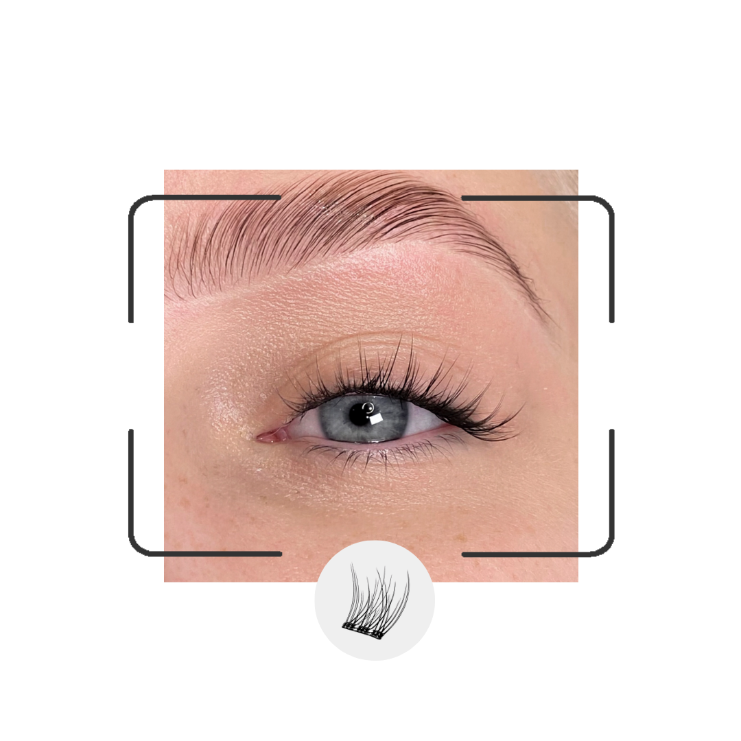 Eyelash extension close-up on a white background